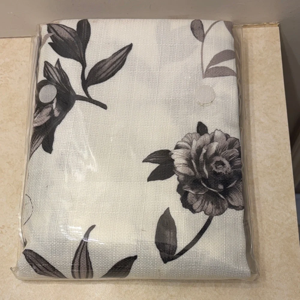 Lenox Moonlit Garden Shower Curtain with Grey and White Floral Design